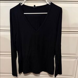 Express Fitted Black V-Neck Long Sleeve Top
